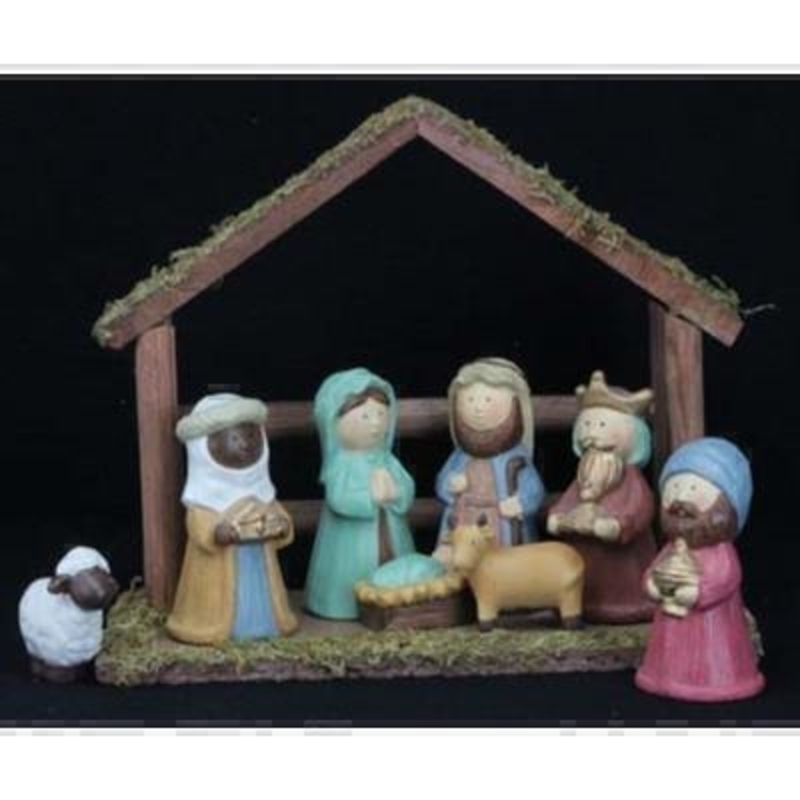 Teach you children about Christmas with this 9 piece nativity set created with children in mind. The figurines are made of ceramic and the stable is made of wood. Approx size (LxWxD) 30x20x15cm
